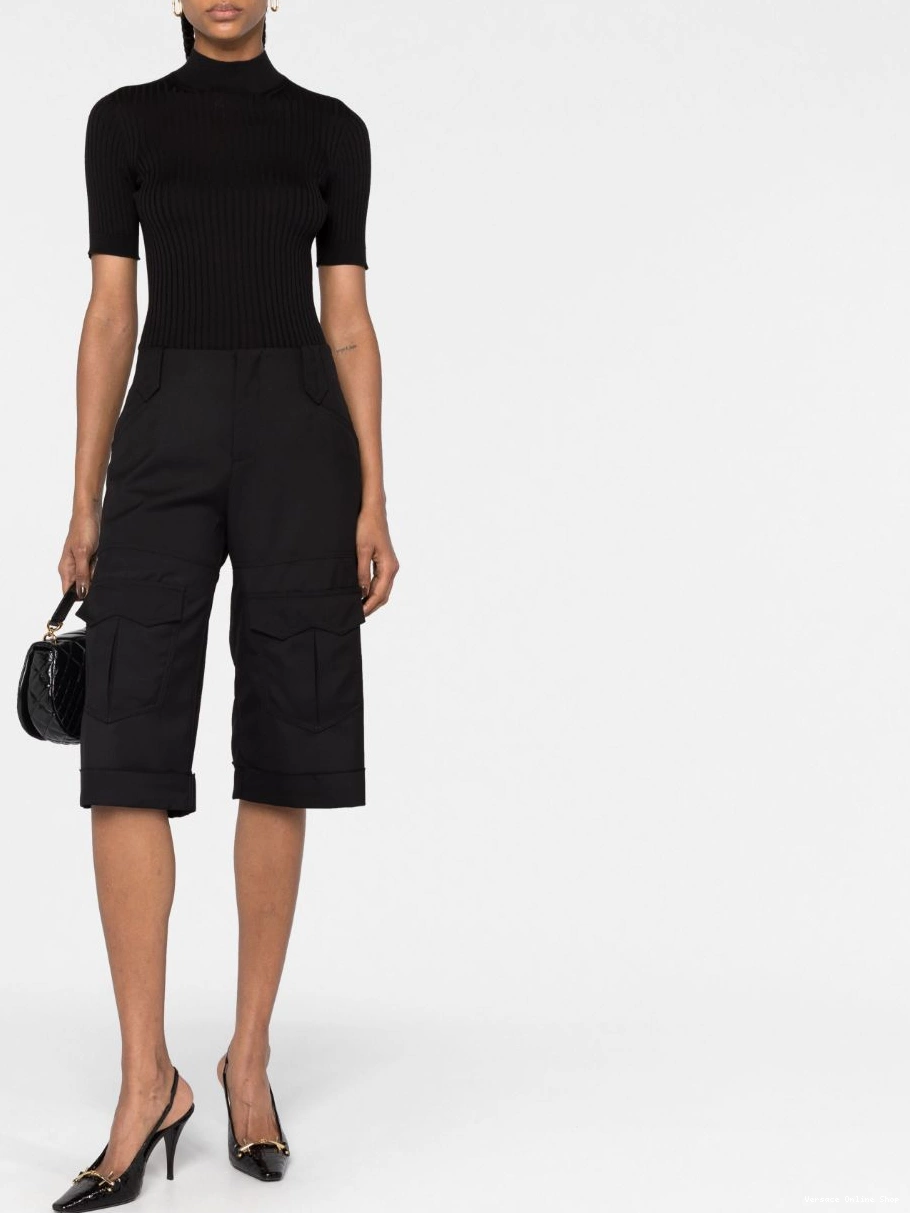 Affordable Versace ribbed-knit top Women short-sleeve 0521